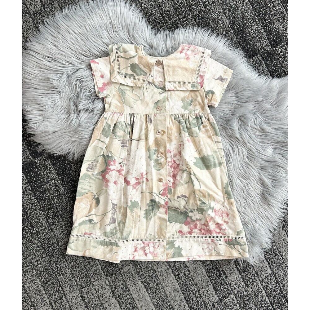 Vintage Girls NY Bonnie Jean Floral Dress Size 6X Garden Floral Prairie USA